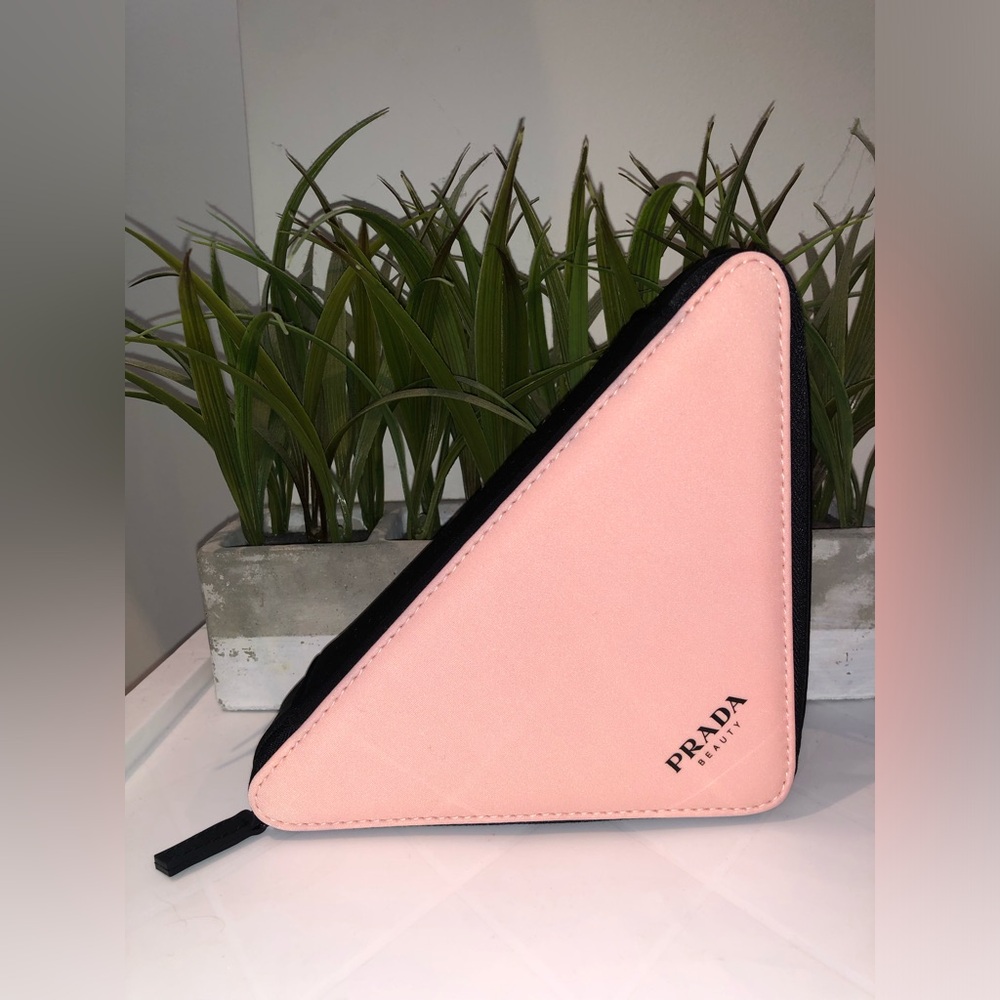 Prada Beauty Pink and Black Geometric Triangular Pouch - Picture 13 of 14
